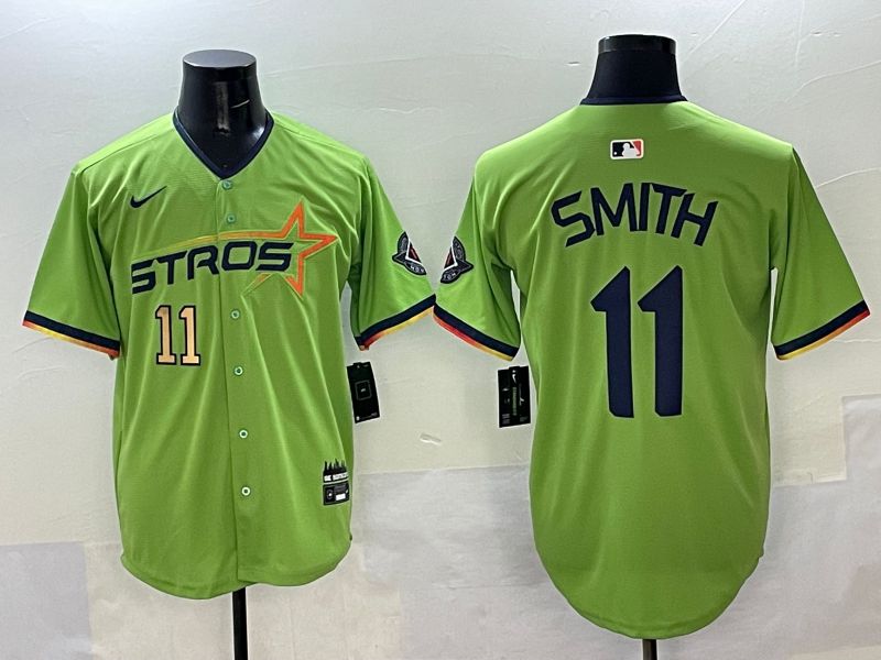 Men Houston Astros #11 Smith Green three generations Joint Name 2025 Nike MLB Jersey style 4
